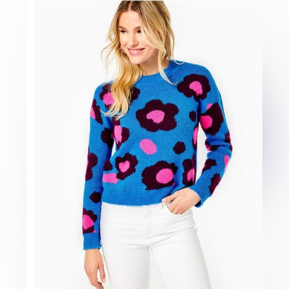 NWT Lilly Pulitzer Ferrara Sweater I’m Blue Flare Growl & Prowl Sz XXS Summer